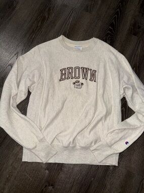 Champion Cream Brown University Crewneck Sweatshirt